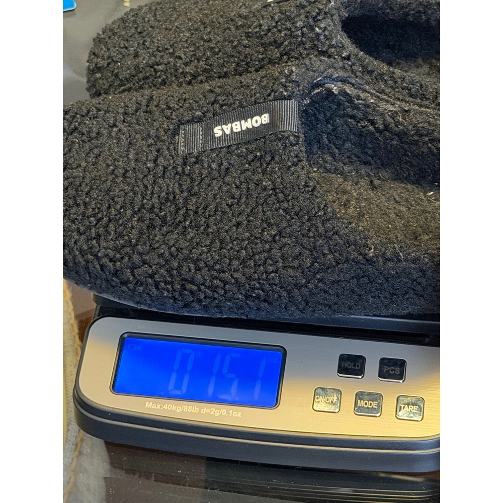Bombas Sunday Slippers Black Sherpa Fleece Slip On Mule Shoes Womens 7 Mens 5.5 - Picture 6 of 6
